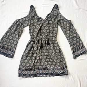 Xhilaration Bohemiam Print Cold Shoulder Midi Dress